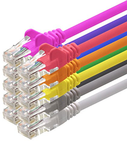 Câble patch réseau 1aTTack CAT5 UTP avec 2 connecteurs RJ45, 10 couleurs - 5 m