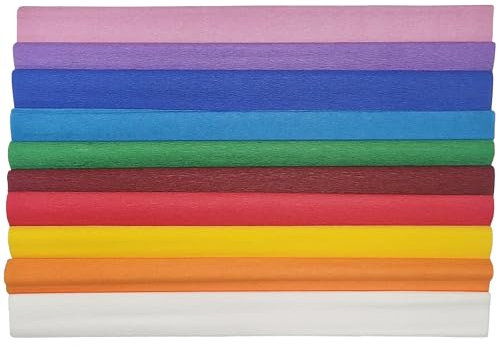 PARTY DISCOUNT wasserfestes Krepp-Papier-Set bunt, 10 Rollen, je 250x50cm, farbecht, ideal für Maibaum, Basteln, Dekorationen