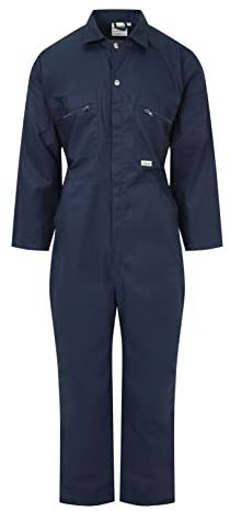 Ladies Zip Front Boilersuit Workwear Boiler Suit Coverall Overall Womens Girls (12 (36 Chest), Navy Blue)