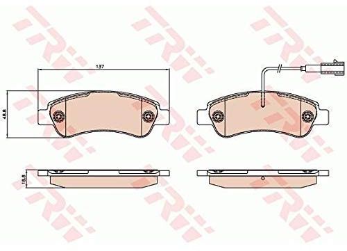 TRW GDB2068 Pastillas de Freno Juego de 4 para Fiat Ducato Furgoneta (250_) 2006 - Eje Trasero y Otros Vehículos