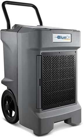 BlueDri BD-130P 225PPD Industrial Water Damage Equipment Commercial Dehumidifier with Hose for Basements in Homes and Job Sites, Gray