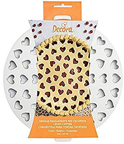 Decora 0215801 Griglia Tagliapasta per Crostate Cuori, dal Design brevettato, Realizzata in Plastica, Ideale per Decorare la Crostata con un motivo a Cuori, Diametro Ø 30 cm, Made in Italy