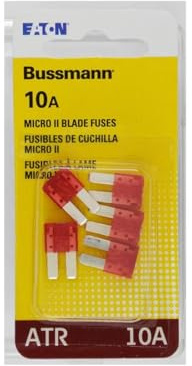 Bussmann BP/ATR-10-RP ATR Micro II Automotive Blade Fuse (2 Leg 10 Amp (Card)), 5 Pack