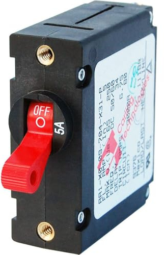 Blue Sea Systems - 7201 A Series Toggle Breaker Single Pole 5A Red