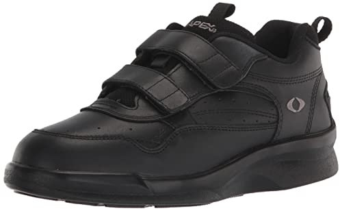 Apex Men's Double Strap Active Walkers - Biomechanical Shoe, Black, 6.5 XW US