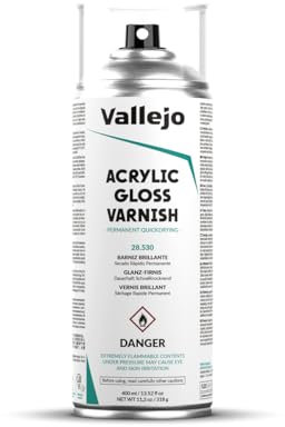 Vallejo Vernice Acrilica Gloss Varnish 400 Ml, Protezione Duratura e Flessibile per Pitture Acriliche e Oli, Vernice Trasparente in Spray per Finitura Brillante