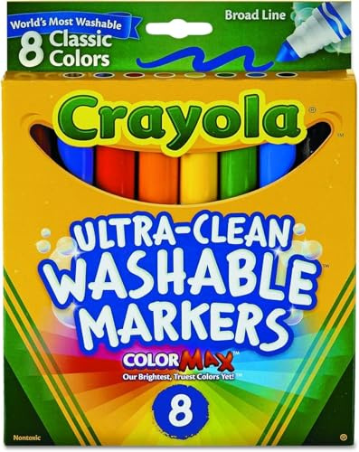 Crayola Ultra-Clean Washable Markers, Broad Line, 8 Count