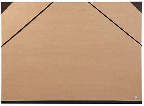 Clairefontaine - Ref 44400C - Kraft Art Folder - 50 x 70cm Size, Elastic Straps Closure, White Paper Lining, Acid Free - Suitable for Transporting Artwork - Brown