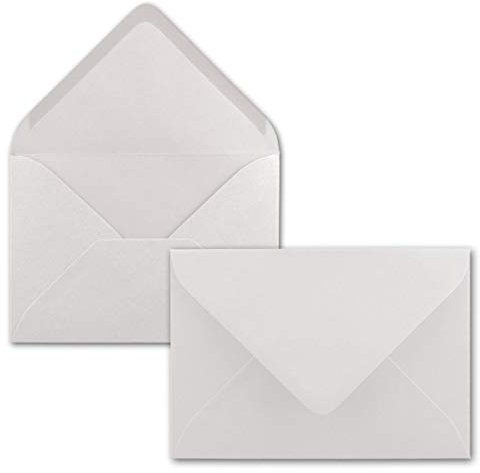 50x Brief-Umschläge Format B6 - Natur-Weiß- 12 x 17,5 cm - Nassklebung mit spitzer Klappe - 110 g/m² - Einladungs-Kuverts