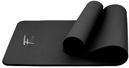 Fitem Tapis de Sol Noir Ultra-Epais en Mousse Confort Haute Densité NBR - 183 x 60 x 1,5 cm - pour Gym,Yoga, Sport, Gymnastique, Fitness, Pilates, Musculation - Sangle de Transport Incluse