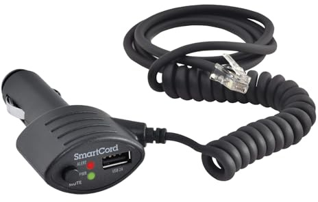 Escort Cobra Official SmartCord USB, Half Straight Half Coiled Cord with USB Charging Port, Works with All Current Generation Escort and Cobra Windshield Mounted Detectors, Apple and Android Devices