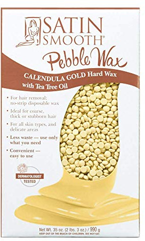 Satin Smooth Hard Wax Beads – Calendula Gold, Pebble Wax for Hair Removal on Coarse Hair, Sensitive Skin & Brazilian Waxing, 35 oz