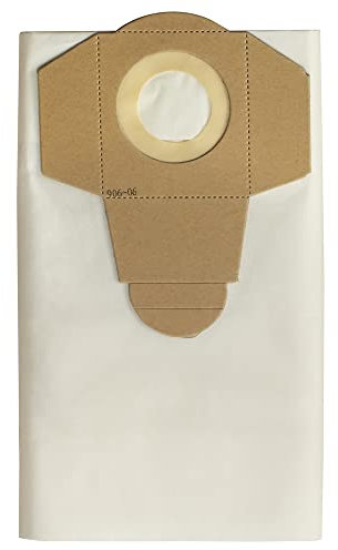 Vacmaster 950131 Bolsas de polvo de filtración fina de 30 L para aspiradoras húmedas y secas y extractores de polvo (paquete de 5), color blanco