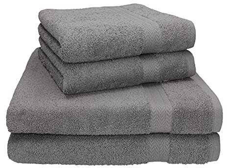 Betz 4-TLG. Handtuch Set Premium 100% Baumwolle 2 Duschtücher Duschtuch Größe 70 x 140 cm 2 Handtücher Handtuch Größe 50 x 100 cm (anthrazit)