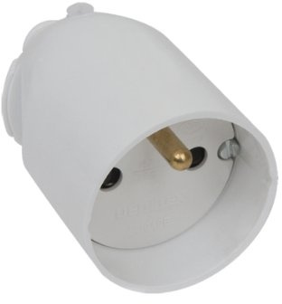DEBFLEX - Fiche Femelle Electrique à Coiffe - Fiche Electrique 2P+T 16A - Remplacement ou Création Branchement sur Câble - Blanche - 73 x 43 x 43 mm