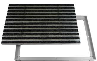 EMCO Eingangsmatte DIPLOMAT Rips anthrazit 12mm + ALU Rahmen Schmutzfangmatte Fußabtreter Antirutschmatte, Größe:600 x 400 mm