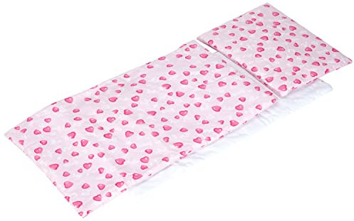 Pinolino - 28350-7 - Accessoire Poupée - Textile pour Lit de Poupées - 3 Pièces - Design Coeur Rose