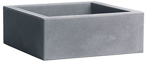 hydroflora 63002715 Vaso Quadrato Nicoli Minos 40 x 40 x 15 cm, Colore Grigio Cenere Opaco