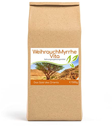 Cellavita – Weihrauch (Boswellia Sacra) & Myrrhe (Commiphora Myrrha) Vita traditionelles Nahrungsergänzungsmittel – Vorratsspackung 500g im Beutel – Hochwertiges pflanzliches Naturprodukt ohne Zusätze