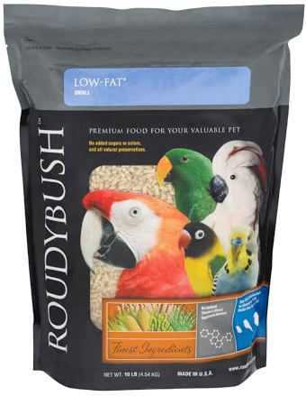 Roudybush Low Fat Food for Adult Birds & Chicks - Scientifically Formulated Bird Feed - Bird Food Pellets w/ Corn, Wheat, Soy & More - Nutritious & Healthy Feed for Birds (Small, 10lb)