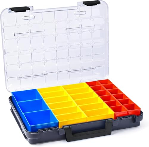 Kleinteile Aufbewahrung Koffer | Bosch Sortimo T-BOXX 320 inkl. Insetbox T1 | Idealer Sortimentskasten Schrauben | Schrauben Sortierkasten tragbar