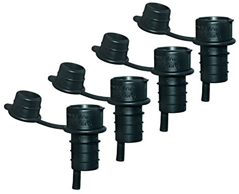 Haley's Corker Wine Bottle Stopper/Pourer/Oil Vinegar Dispenser Spout with Cap (Set of 4), Black