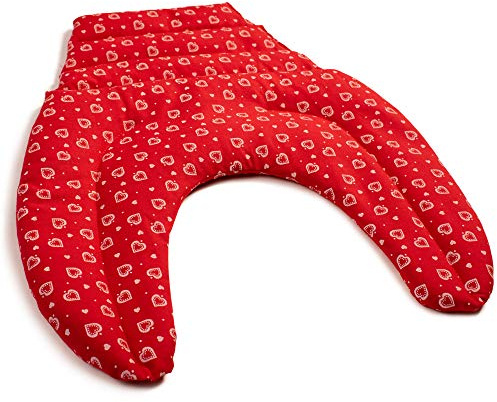 Cojín para el cuello con parte dorsale - rojo con corazones - Almohada térmica - Saco cervical térmico de semillas - Cojín caliente para la espalda - Semillas de colza