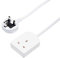 Invero® 1 Way Gang Single Socket Power Mains Extension Lead Cable 15M Metre British Approved 13A Amps - White