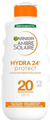 Garnier Ambre Solaire Ultra-Hydrating Shea Butter Sun Protection Cream SPF20, Hydrating Medium Sun Protection Lotion SPF20 200 ml