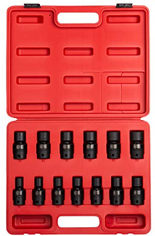 SUNEX TOOLS 2665, 1/2 Inch Drive Universal Impact Socket Set, 13-Piece, Metric, 12mm - 24mm, Cr-Mo Alloy Steel, Radius Corner Design, Heavy Duty Storage Case