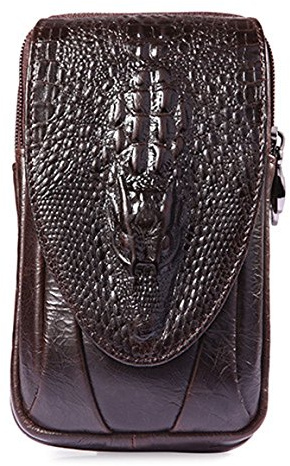 Xieben Il sacchetto della cinghia di cuoio del coccodrillo del telefono per la copertura della cassa Mezzo pacchetto di Fanny Loop Holster Clip Holder Cell Phone