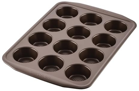 Circulon Nonstick Bakeware 12-Cup Muffin Tin, Brown, Steel