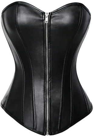 MISS MOLY Donna Corsetto di Pelle Sexy Cintura Intimo Modellante Waist Training Bustino con Dimagramento Bustier Corset Trainer