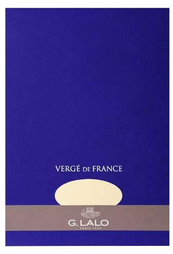 Lalo 12716L - Verge De France Pad of 50 plain laid sheets 21x29,7 cm 100g, Laid de France, Ivory. Clean Cut. Front Cover with Foiled Silver Finish. Refined A4