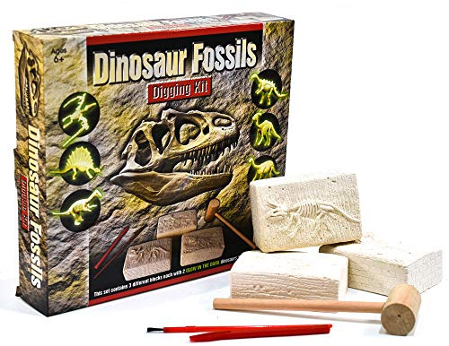 KandyToys Dinosaur Fossils Digging and Excavation Kit | Dig Out Your Own Glow in The Dark Skeleton | History Science Kit | Gift For Kids
