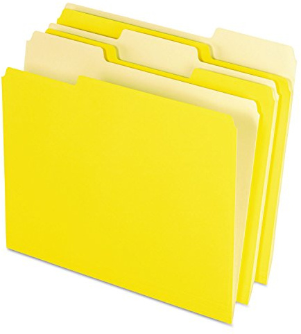 Pendaflex Two-Tone Color File Folders, Letter Size, Yellow, 1/3 Cut, 100 per box (152 1/3 YEL)