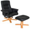 tectake® Fernsehsessel mit Hocker, Relaxsessel mit Liegefunktion, TV Sessel drehbar, Sessel mit Schlaffunktion, Lesesessel bequem, Schlafsessel, für Wohnzimmer, Sessel Schlafzimmer - schwarz/beige
