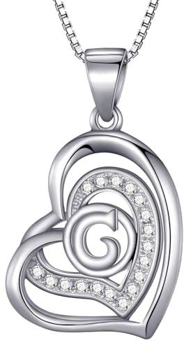Morella damhalsband hjärta bokstav 925 silver rodierad med zirkonia-stenar vit 46 cm
