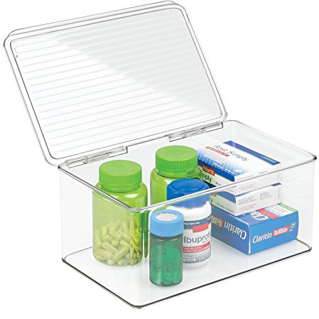 iDesign 39810EU Boite à Pharmacie Rangement pour Flacons Trousses de Premiers Soins Bandages Ruban Chirurgical Grande Transparent