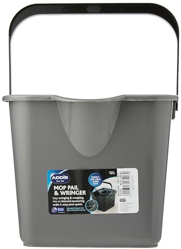 ADDIS Secchio pulizie per spazzolone, con strizzatore, colore: grigio antracite