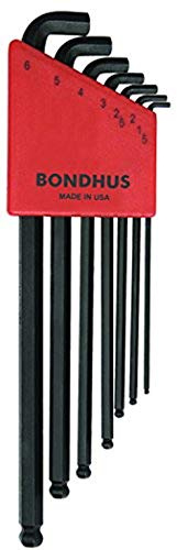 Bondhus 16592 SBLX7M Juego de llaves allen acodadas, punta de bola, sistema métrico, 7 piezas
