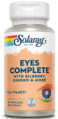 SOLARAY Eyes Complete, Vision and Eye Support Supplement with Bilberry Extract, Ginkgo, Lutein, Beta Carotene and More, Lab Verified, 60-Day Money Back Guarantee, 30 Servings, 60 VegCaps