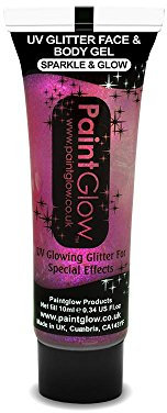 PaintGlow, Neon UV Glitter Face & Body Gels, Candy Pink, 14ml