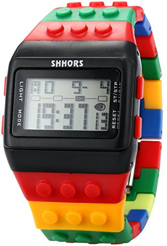 SHHORS LED Rainbow Creative LCD Sports Silicone Strap Wrist Watch Men’s Women’s Children’s Large LED092