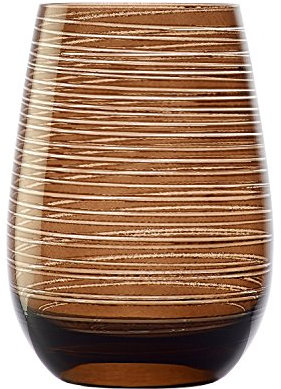 Stölzle Lausitz Verres à Eau Twister Brun – Set de 6 Verres 465 ml en Cristal Sans Plomb – Gobelets Élégants pour Eau Jus et Cocktails – Résistants aux Chocs et Compatibles Lave-Vaisselle