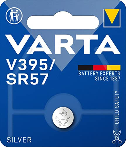 VARTA Batterien V395/SR57 Knopfzelle, 1 Stück, Silver Coin, 1,55V, kindersichere Verpackung, für elektronische Kleingeräte - Uhren, Autoschlüssel, Fernbedienungen, Waagen
