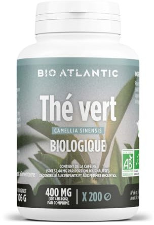 Thé Vert Bio extrait - Camellia sinensis - 400 mg - EGCG - 200 Comprimés
