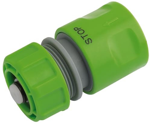 Draper 1/2 Garden Hose Connector | Water Stop Feature | Multifunction Universal Gardening Accessory | Quick Fitting | Watering Connection | 25902, Green