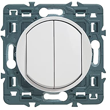 LEGRAND - Interrupteur Poussoir Double Céliane - 6A - Commande d'Eclairage Silencieuse - Prêt à Installer - Fabriqué En France - Blanc