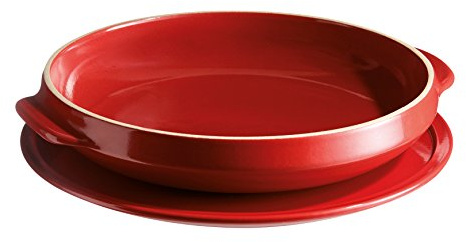 Emile Henry Tarte Tatin Set, Ceramic, Burgundy, 33x28x5.2 cm